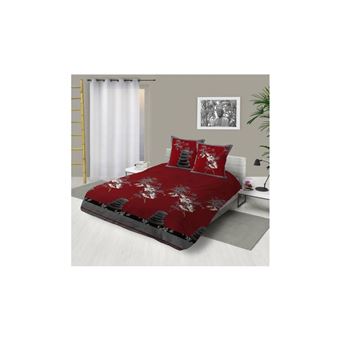 Parure Housse De Couette En Coton 240x220 Cm Orchidee Bordeaux Achat Prix Fnac