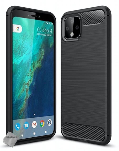 Housse etui coque silicone gel carbone pour Google Pixel 4 XL avec film ecran - NOIR