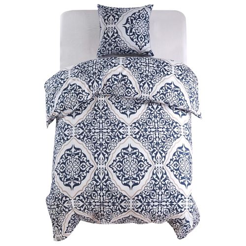 vidaXL Jeu de housse de couette 2 pcs 140x200/60x70 cm Bleu marine