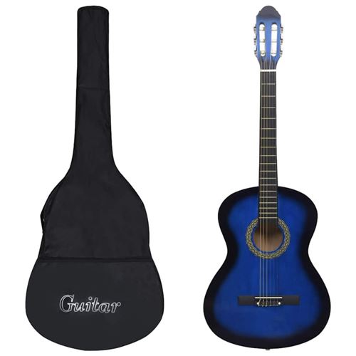 vidaXL Jeu de guitare classique de débutant 12 pcs Bleu 4/4 39