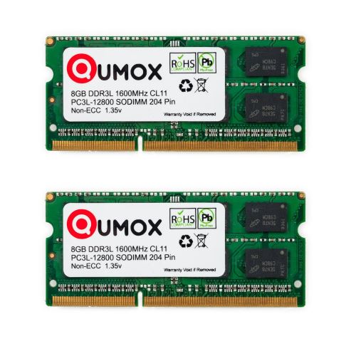 Qumox 16Go (2x 8Go) 1600MHz DDR3 DDR3L PC3-12800 -PC-12800 (204 broches ) SO-DIMM mémoire pour ordinateur portable 1.35v