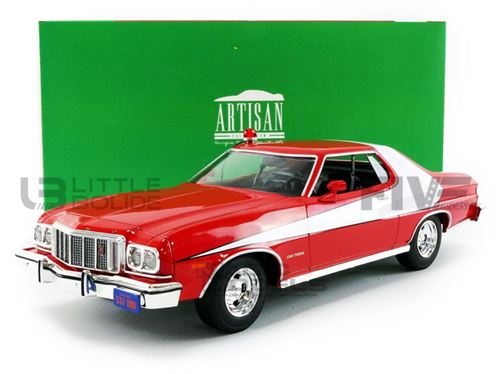 Voiture Miniature de Collection GREENLIGHT COLLECTIBLES 1-18 - FORD Gran Torino - Starsky & Hutch - 1976 - Rouge / Blanc - 19017