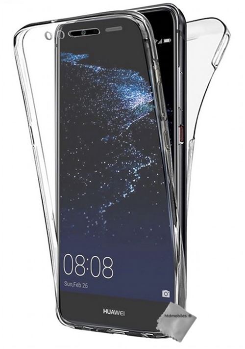 Housse etui coque silicone gel 360 integrale Huawei P10 Lite + verre trempe - TRANSPARENT - htdmobiles