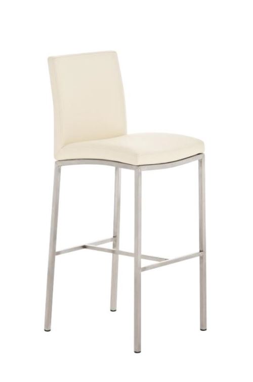 Tabouret de bar Freeport en Similicuir - Chaise haute avec Repose-pieds - Piètement Métal - Couleur Crème