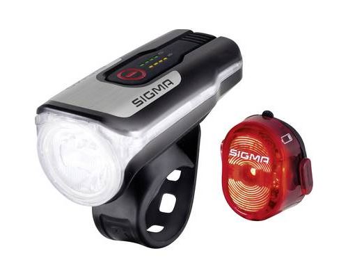 Sigma 17850 Aura 80 Nugget Set Bike Light Set LED Black Rechargeable