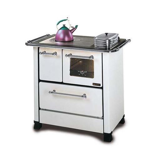 Nordica Cuisinière à bois avec four 9.1 kW foyer en acier Blanche Romantica