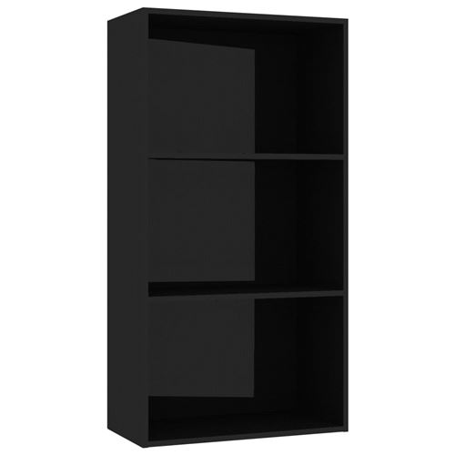 vidaXL Bibliothèque à 3 niveaux Noir brillant 60x30x114 cm Aggloméré