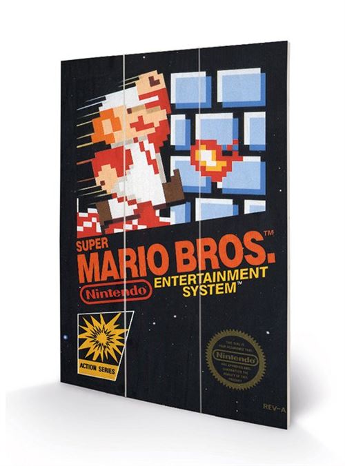 Nintendo Super Mario Bros - Nes Cover - Impression Sur Bois 20X29.5