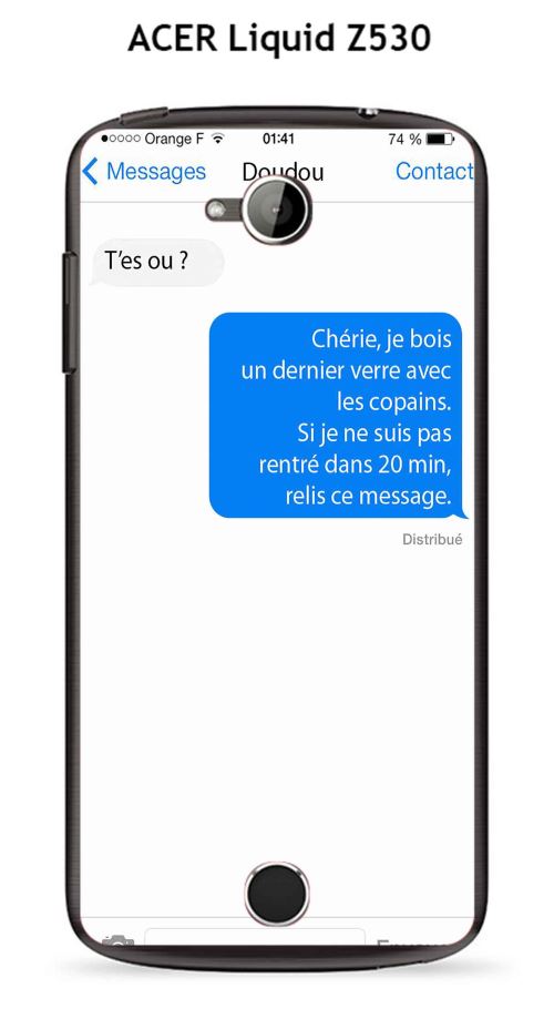 Coque TPU gel souple ACER Liquid Z530 design Texto T'es ou