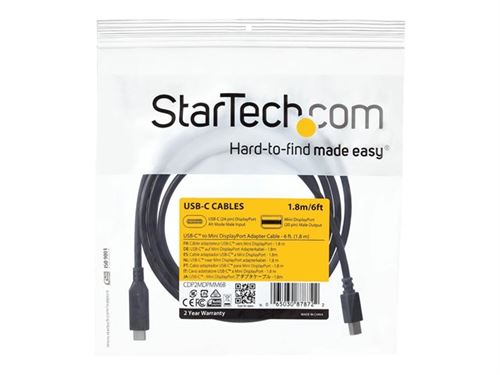 StarTech.com Cable adaptateur USB-C, HDMI ou Mini DisplayPort vers HDMI de  2 m - Convertisseur