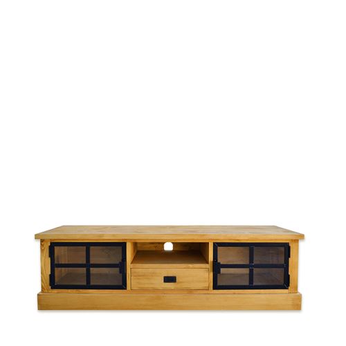 Meuble TV 2 Portes + Tiroir Vintage en Bois et Metal - LOFT