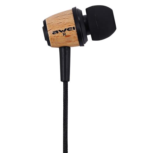 Awei ES - Q9 Design bois Super Bass écouteurs intra-auriculaires avec câble de 1,2 m pour Smartphone Tablet PC