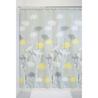 InterDesign Daizy rideau douche, rideau baignoire de 183,0 cm x 183,0 cm en  polyester, rideau salle de bain intemporel à tenue stable, gris/jaune -  Achat & prix