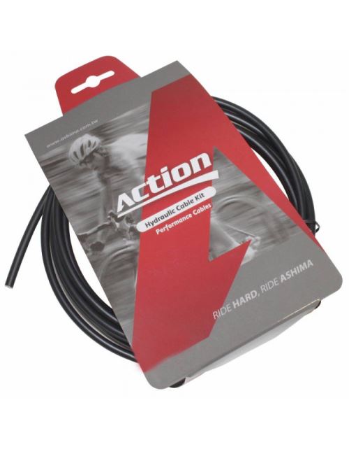 Durite frein disque action noir 2.5m (kit avec 4 banjos complets) universel pour shimano et autres frein - gaine hydraulique -