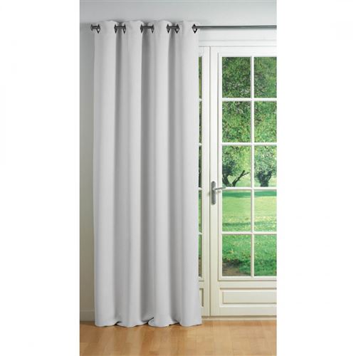Rideau Occultant Uni Blanc Gris 140x260