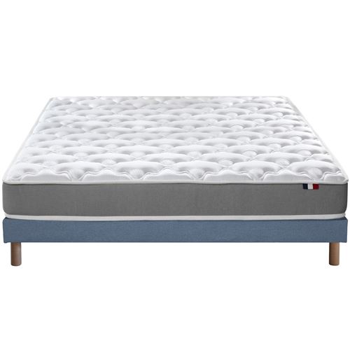 Ensemble matelas mousse ferme sommier bleu 140x190