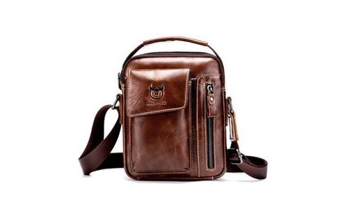 Sacoche Bandouliere ROCK Cuir Homme -Marron foncé