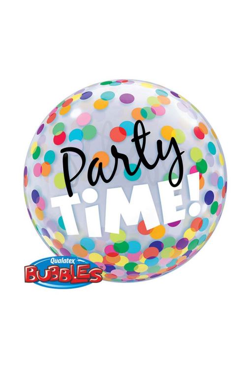 Ballon Bubble party Time! 56 Cm 22 Qualatex© - Multicolores - Diamètre: 22 / 56 cm