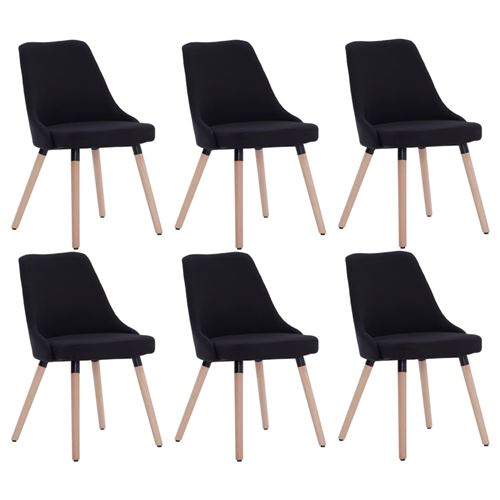 vidaXL Chaises de salle à manger 6 pcs Noir Tissu
