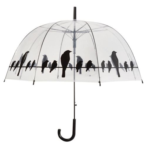 Esschert Design - Parapluie transparent noir Oiseaux sur un fil