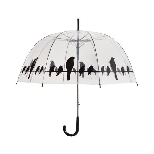 Esschert Design Noir Parapluie Transparent Oiseaux Sur Un Fil - Image 2