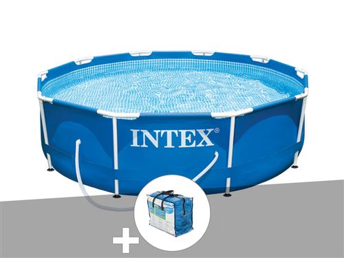 Pack piscine tubulaire Intex Metal Frame ronde 3,05 x 0,76 m + Bâche à bulles