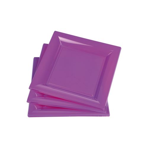 set 6 assiettes carrées ps 18cm prune