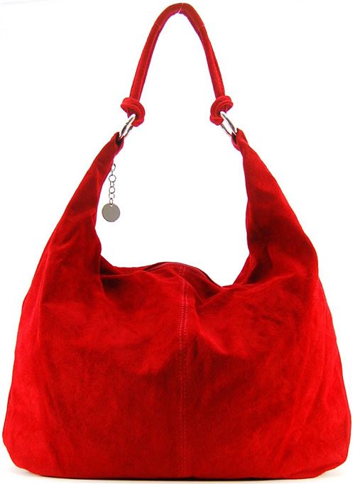 OH MY BAG Sac porté épaule Cuir porté épaule et main Femmes en véritable cuir fabriqué en Italie - modèle LOVE Rouge clair