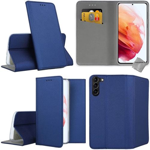 Housse portefeuille avec coque intérieure en silicone pour Samsung Galaxy S21 5G - BLEU MAGNET -htdmobiles
