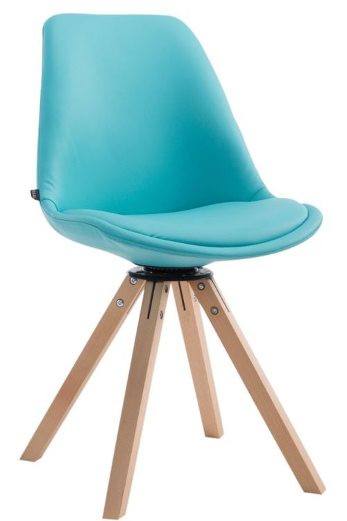 Chaise pivotante Calais avec pieds carrés en bois de hêtre nature - Assise Bleu