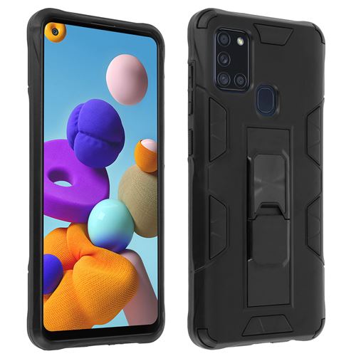 Avizar Coque pour Samsung Galaxy A21s Hybride Antichoc Béquille Fonction Support Noir
