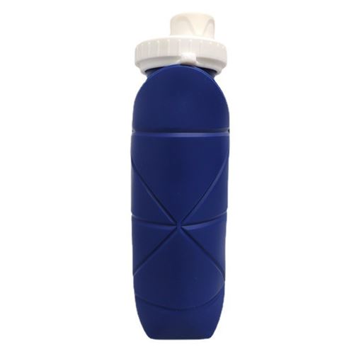 Tasse à Eau Pliante Portable en Silicone Pliable 600ML Bleu foncé
