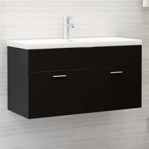 vidaXL Armoire d'évier Noir 90x38,5x46 cm Aggloméré