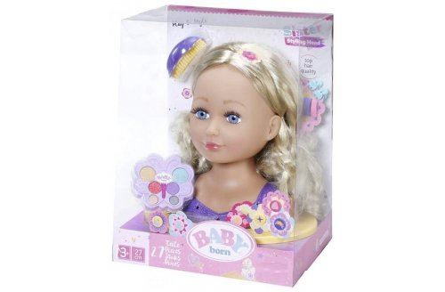 Tete a coiffer et a maquiller deluxe 27 pieces - poupee baby born sister - grand modele blond - coiffure et maquillage - jouet enfant