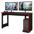 Bureau Gamer Noir Chants Rouges 1 Caisson UC L 136 H 75 P 54 cm - L 136 x l 54 x H 75 cm