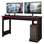 Bureau Gamer Noir Chants Rouges 1 Caisson UC L 136 H 75 P 54 cm - L 136 x l 54 x H 75 cm