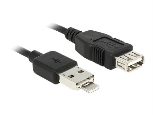 Delock - Câble USB - USB, Micro-USB de type B (M) pour USB (F) - USB 2.0 OTG - 1 m - noir