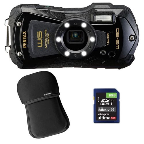 Pentax compact étanche wg-90 noir + etui + sd 8 go