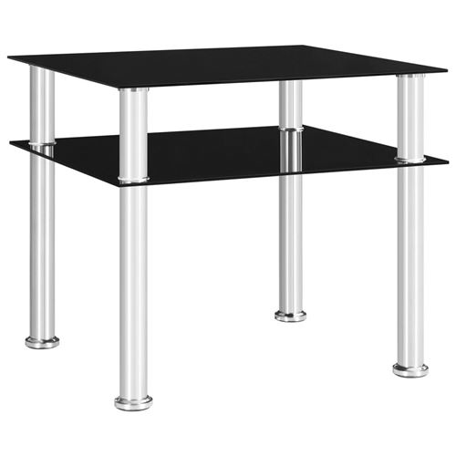 vidaXL - Table d'appoint - Verre trempé - Noir - 45x50x45 cm - Image 3