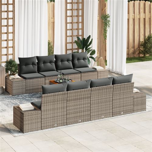 Non Communiqué Gris Ensemble De Canapé De Jardin 7 Pièces Avec Coussins En Rotin Poly