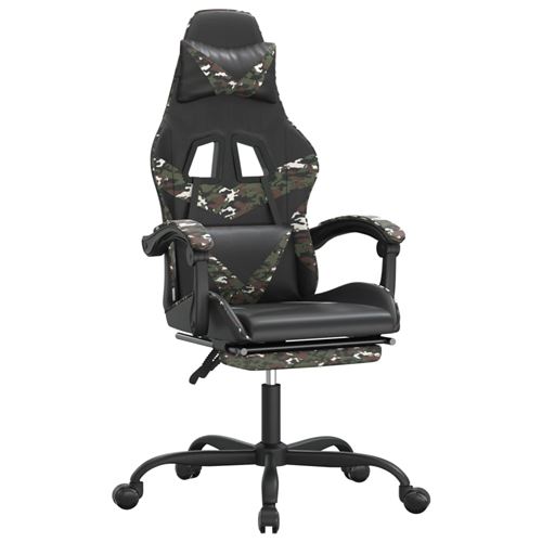 Chaise gaming avec repose-pied Noir et camouflage SimilicuirChaise Gamer Si&egrave;ge Gaming Fauteuil Gamer