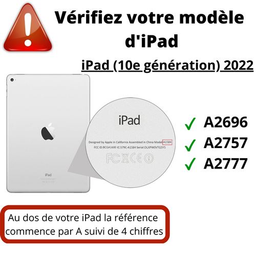 Coque de Protection avec Clavier Bluetooth français iPad 10.9'' 10th gen  2022, Housse Clavier AZERTY pour iPad A2696 / A2757 / A2777 - Noir