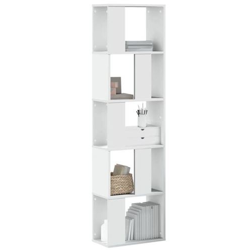 Non Communiqué Blanc Vidaxl Bibliothèque 5 Niveaux 45X23,5X162,5 Cm Bois D'ingénierie, Étagère, Étagère À Livres, Support De Livre, Armoire 852780 - Image 1
