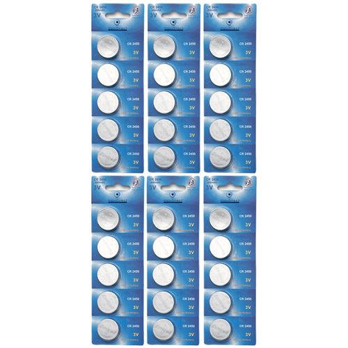 Lot de 30 Piles bouton plates lithium type CR2450/CR 2450 3V compatibles DL2450 ECR2450 BR2450 - Visiodirect -