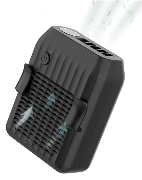 Mini Ventilateur Wafenso, Clip de Taille Sur Mains Libres Ventilateur, 101*77*40mm-Noir