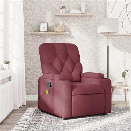 Vidaxl Rouge Fauteuil De Massage Inclinable Bordeaux Tissu - Image 2