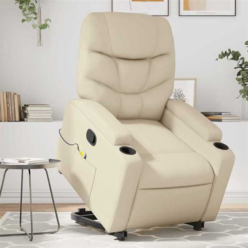 Non Communiqué Beige Vidaxl Fauteuil De Massage, Relaxation Similicuir Crème