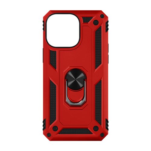 Coque pour iPhone 14 Pro Max Antichoc Bi-matière Bague Support Vidéo Avizar rouge