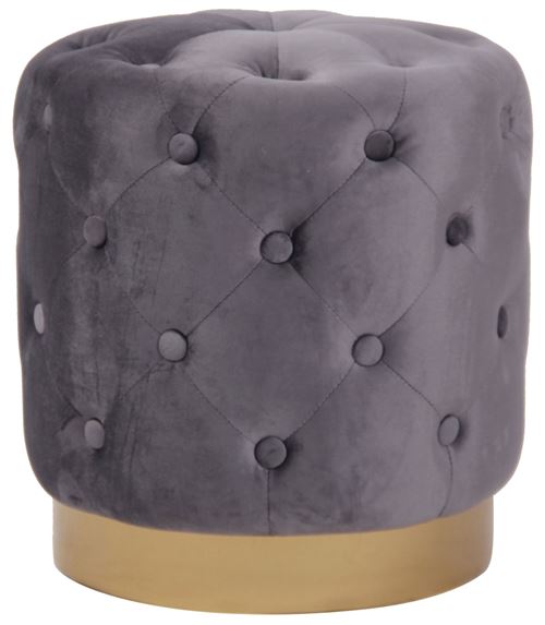 Tabouret bas Repose-pieds Naila dans le style Chesterfield , Gris foncé/Velours