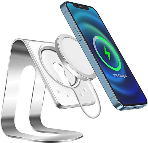 Support MagSafe de Bureau en Alluminium,Support de Base de Chargeur Support Dock(Argent)-Chronus